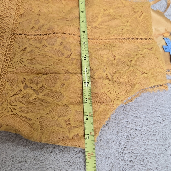 ANTONIO MELANI | Women's Lace Mustard Yellow Sleeveless Midi Dress Size 4 - Picture 15 of 16
